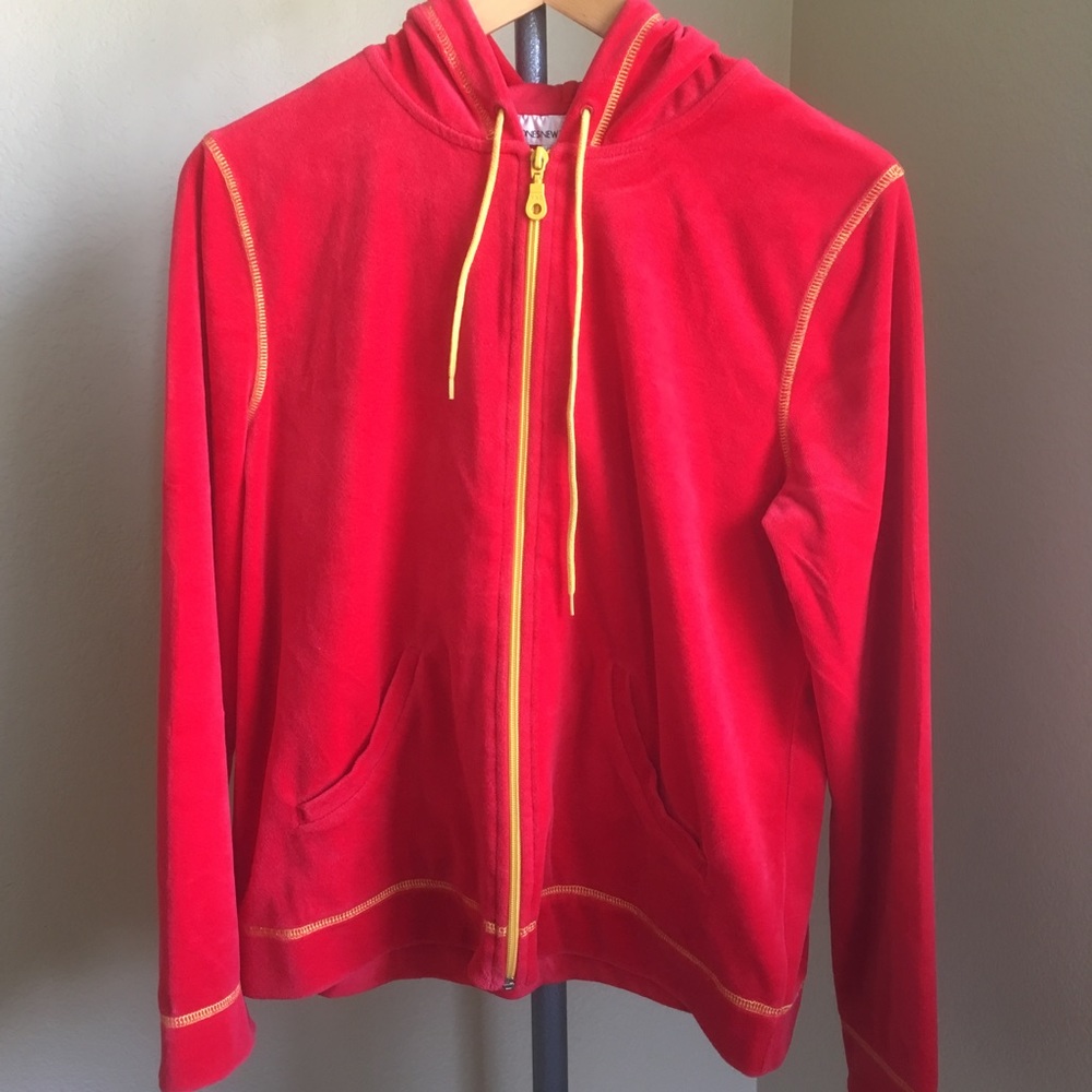 Jones New York Red Zip up Hooded Sweater